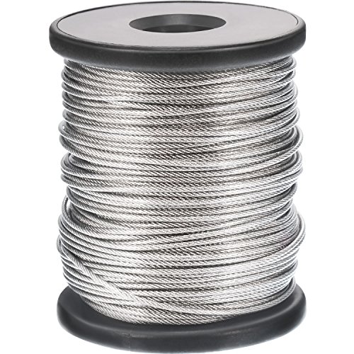 Bobina de Alambre de Acero Inoxidable Revestido de Vinilo Alambre para Colgar Marco Foto Espejo, 1,5 mm x 197 Pies, Sostener hasta 110 lbs