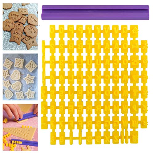 BoloShine 92 Moldes Cortadores de Letras y Números para Galletas, Alfabeto de Bricolaje Molde de Pastel de Plástico Cortador Fondant para Repostería Decoración, Herramienta de Bricolaje