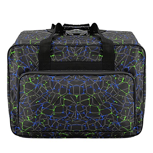 Bolsa de lona impermeable para máquina de coser de gran capacidad, bolsa de almacenamiento para máquina de coser, bolsa de mano portátil para viaje, bolsa de mano acolchada, con bolsillos y asa negro