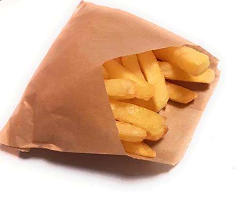 Bolsas de papel kraft antigrasa para Patatas fritas, fritos, cookies 12x 12 cm (250 uds)