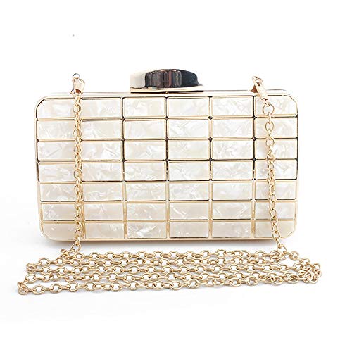 Bolsas de Piel de Mujer Cena Damas Bolsa Salvaje Mensajero Bolsa de acrílico Cuadrado pequeño Bolso de la Cena del Bolso Reunión Anual para Mujeres (Color : Gold, Size : 17cm x 4.2cm x 9.5cm)
