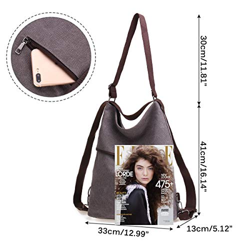 Bolso Mochilas Mujer Casual, JOSEKO Niña Lona Multifuncional Antirrobo Bolso de Cuero de Gran Capacidad Bolsas de Hombro Mochila