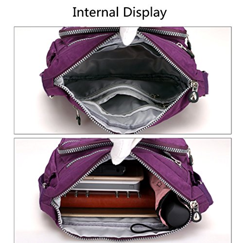 Bolsos de hombro tipo bandolera, de nailon, para mujer, modernos, estilo casual, color Negro, talla Small