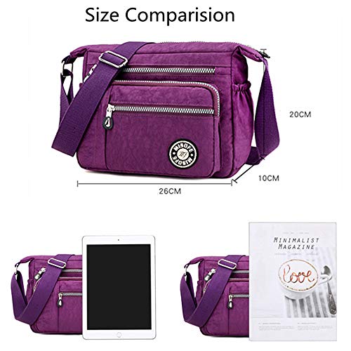 Bolsos de hombro tipo bandolera, de nailon, para mujer, modernos, estilo casual, color Negro, talla Small