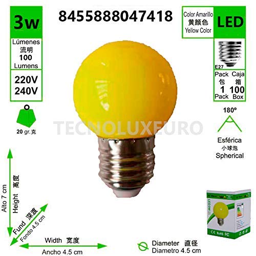 BOMBILLA LED ESFERICA G45 230V 3W E27 COLORES MIXTOS 14 UNIDADES