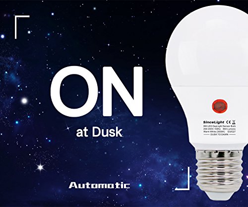 Bombillas LED con sensor crepuscular (sensor de luz solar) • Repelente de Mosquitos (580nm) • 9 Vatios • Casquillo E27 • Paquete de 2 Bombillas