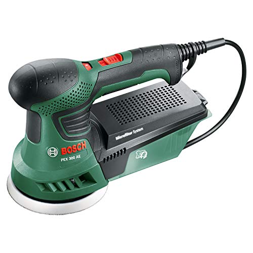 Bosch PEX 300 AE - Lijadora excéntrica con maletín (1x hoja de lija, plato lijador de goma, 270 W)