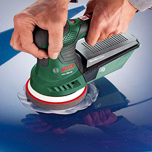 Bosch PEX 300 AE - Lijadora excéntrica con maletín (1x hoja de lija, plato lijador de goma, 270 W)