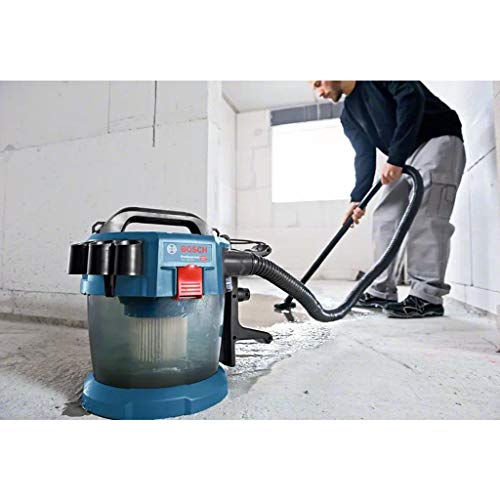 Bosch Professional GAS 18V-10 L - Aspirador a batería (18V, capacidad 10 l, manguera 1,6 m, 90 mbar, ruedas, adaptador, sin batería)