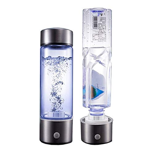 Botella Rico De Hidrógeno agua portátil Generador Tecnología SPE Modo Ionizador 5 minutos de Alta Concentración Descarga de ozono y cloro 430ml, para deportes, camping,430ml