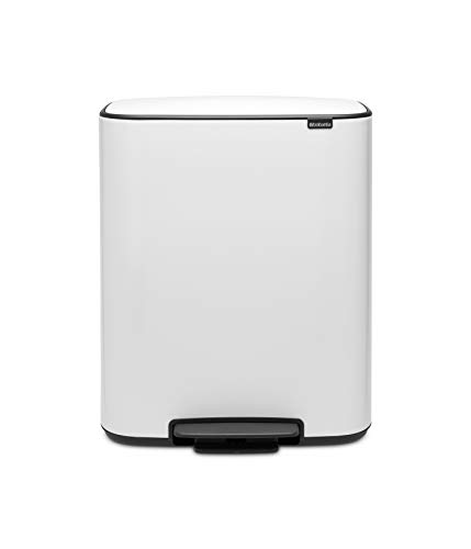 Brabantia Bo Cubo de Basura con Pedal, Acero, Blanco, 60L