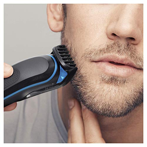 Braun MGK3042 7 en 1 Recortadora todo en uno, Máquina recortadora barba y cortapelos, recortadora para pequeños detalles, color negro/azul