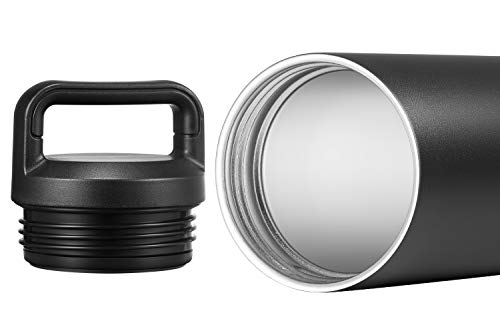 Brewsly Botella de Agua - 500ML de Doble Pared con Aislamiento Botella Térmica, Acero Inoxidable 18/8, Proceso de Recubrimiento en Polvo, Resistencia al Rayado, Fácil de Limpiar, Negro