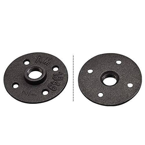 Brida del Piso, 6 piezas Agujeros Brida Roscada Brida de Tubería de Hierro Maleable Vintage Industrial para Decoración del Arte DIY, Cocina, Dormitorio, Bar, Restaurante (DN20)