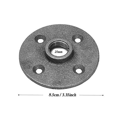 Brida del Piso, 6 piezas Agujeros Brida Roscada Brida de Tubería de Hierro Maleable Vintage Industrial para Decoración del Arte DIY, Cocina, Dormitorio, Bar, Restaurante (DN20)
