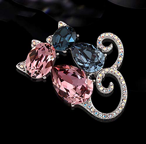 Broches navideños de cristal austriaco Broches y alfileres de gato Boda para regalo de mujer, púrpura