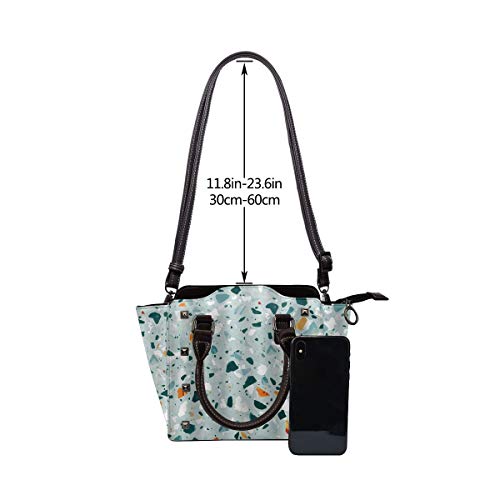 BROWCIN Superficie De Mármol Italiano Con Elegante Fondo De Mosaico De Suelo De Terrazo Desmontable Moda Tendencia Bolso de las señoras Bolso de hombro