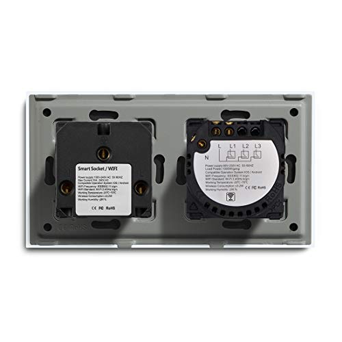 BSEED El Interruptor de luz de Pared de WiFi y el Enchufe de Wifi Funcionan con Amazon Alexa Google Home y Tuya IFTT es Control Remoto 1 Gang with EU Enchufe Oro