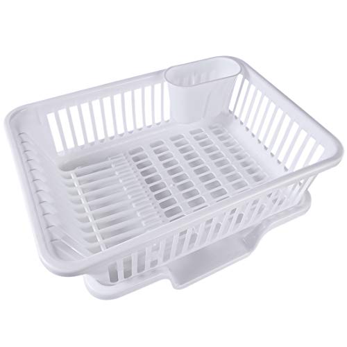 BSPAS - Escurreplatos de plástico con bandeja para goteo 44.5*31.5*18.5cm blanco