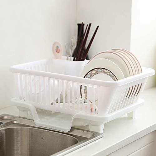 BSPAS - Escurreplatos de plástico con bandeja para goteo 44.5*31.5*18.5cm blanco