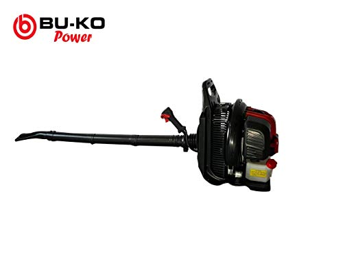 BU-KO 76CC Soplador de Hojas con Mochila de Gasolina - Potente Motor enfriado por Aire de 2 Tiempos - Ligero con Correas de Soporte Acolchadas Nuevas y mejoradas Mientras se USA - Equipo de Seguridad