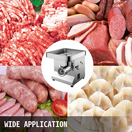 BuoQua Picadora de Carne Eléctrica 1100 W 300 kg por Hora Máquina de Salchichas Acero Inoxidable Moler Carne para Hamburguesas Salchichas etc para Restaurantes Supermercados Carnicerías