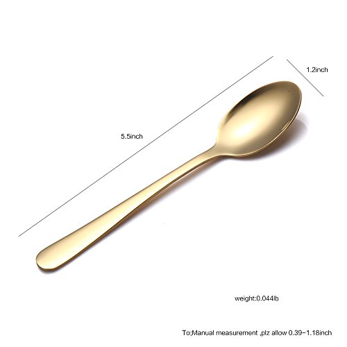 Buyer Star 12pcs Café Cuchara, Oro 5.5'' Acero Inoxidable para Azúcar Tarta Pastel Espresso Demitasse Espejo Pulido