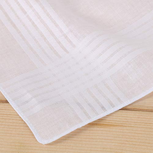 BUYGOO 15 Piezas Pañuelos Blancos para Hombres Algodón Bolsillos Cuadrados con Rayas Elegantes