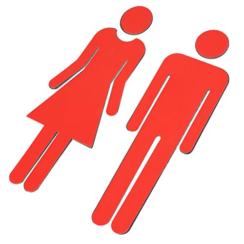 BUYGOO 2 Piezas Señales de Puerta de Hombre y Mujer Adhesiva Baño Cartel Moderno para Tienda/Cafetería/Restaurante/Centro Comercial