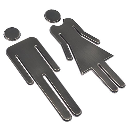 BUYGOO 2 Piezas Señales de Puerta de Hombre y Mujer Adhesiva Baño Cartel Moderno para Tienda/Cafetería/Restaurante/Centro Comercial