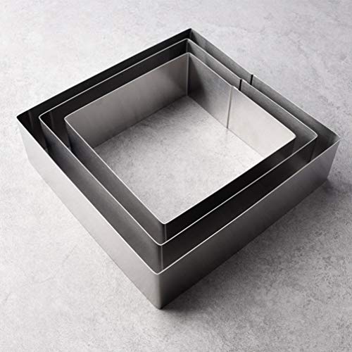Cabilock 3 Uds Anillos Cuadrados para Pasteles Cortadores de Mousse para Hornear Anillos de Mousse de Acero Inoxidable Anillos de Pastelería Molde para Mousse de Pasteles Utensilio para