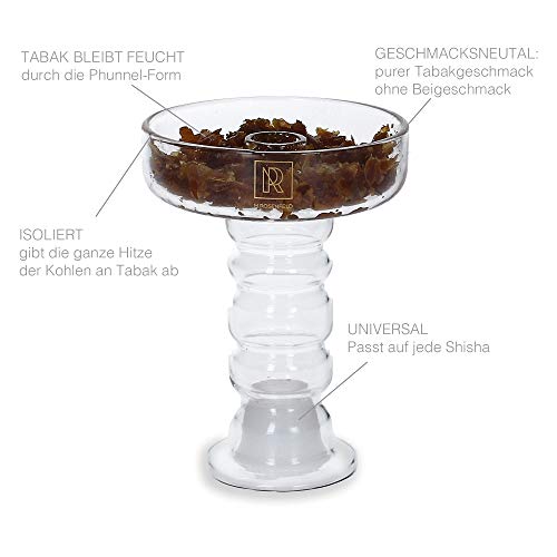 Cachimba de cabeza de vidrio universal - una cabeza de vidrio de borosilicato de Phunnel templado de alta calidad, una cabeza de vidrio de cachimba con sabor 100% puro y largo tiempo de ahumado