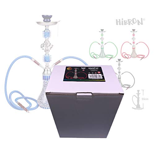 CACHIMBA PIPA DE AGUA SHISHA 2 TUBOS MANGUERAS CRISTAL 55 CM NEGRO