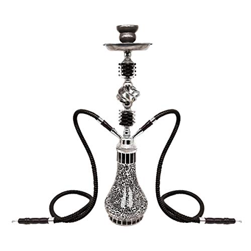 CACHIMBA PIPA DE AGUA SHISHA 2 TUBOS MANGUERAS CRISTAL 55 CM NEGRO