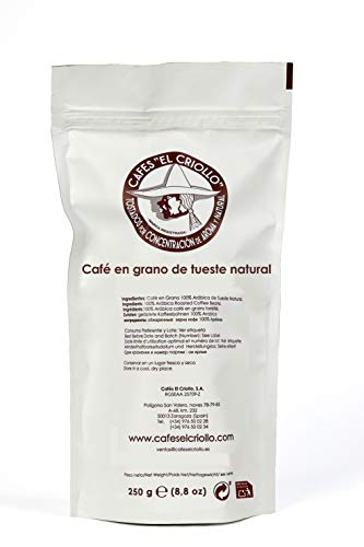 Café de Brasil en Grano - El Criollo. 100% Arábica. Tueste Natural. Pack 4x250gr (1kg)