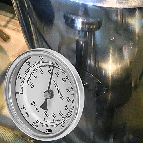 Cafopgrill Kit de Termómetro de Cerveza Sin Soldadura Bi-Metal Homebrew Hervidor 1/2"MNPT 0~220F para Termómetro de Cerveza y Vino Homebrew