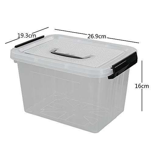 Caja de almacenamiento de plástico de 6 cuartos con asa, paquete de 6 cajas transparentes