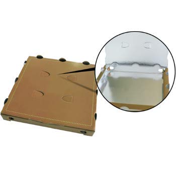 Caja de pizza para llevar de cartón Kraft AVANA 33 x 33 x 3,5 cm con PET metalizado interior 50 unidades - Pizza Box ecológica y certificada neutra sin dibujo