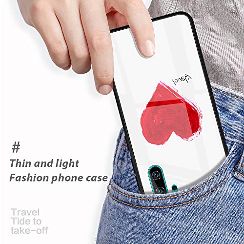 Caler Cubierta Trasera de Vidrio Templado, Funda Reemplazo para Samsung Galaxy A7 2018/A750 Borde de Estuche Silicona Suave y Marmol Cristal Anti-Golpes Anti-Arañazos Protección Cover Caso(Amor1)