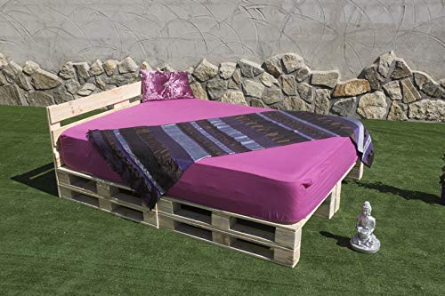 Cama BALINESA con CABECERO PALETS NUEVOS 2m X 1,40m Natural