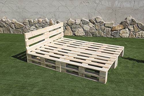 Cama BALINESA con CABECERO PALETS NUEVOS 2m X 1,40m Natural
