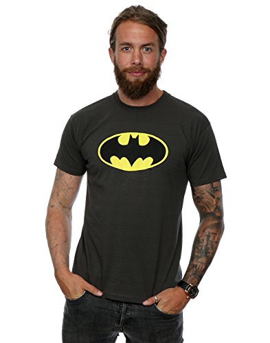 Camiseta de manga corta para hombre con logo de Batman, de DC Comics Gris gris claro Large