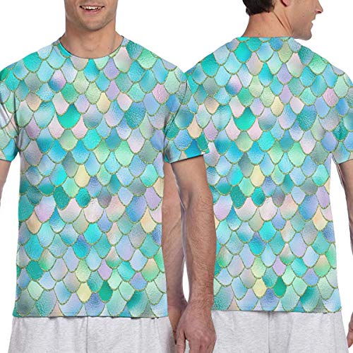 Camiseta de manga corta para hombre, diseño de sirena en 3D, de vidrio esmerilado, estilo casual Negro Negro ( XL