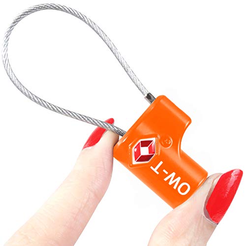 Candados Cable con Llaves TSA - Cable Acero Flexible Antirobo Maleta. Cerradura Pequeño para Funda Maletas de Viaje Caja Herramientas Taquillas Vestuario Locker : Candados Cables con Llaves Naranja 2
