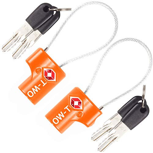 Candados Cable con Llaves TSA - Cable Acero Flexible Antirobo Maleta. Cerradura Pequeño para Funda Maletas de Viaje Caja Herramientas Taquillas Vestuario Locker : Candados Cables con Llaves Naranja 2