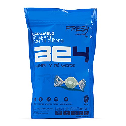 Caramelos Be4 Menta y té verde, 6 UNIDADES de 65gr/unidad. VEGANO, sin azúcar, sin gluten, sin lactosa, sin grasa, aromas naturales, colorantes naturales