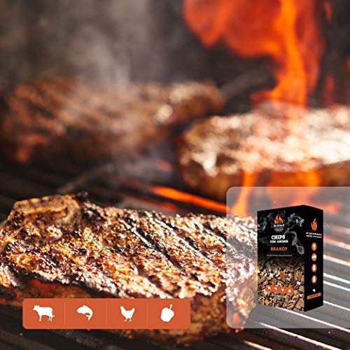 CARBONES REINARES Virutas ahumador Barbacoa Barbacoa de Carbon o de Gas para Chips para ahumar astillas de Madera de barrica de Roble Accesorios BBQ barbacoas Pack 4 Aromas