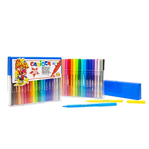 Carioca Joy Cristal | 40036 - Caja de rotuladores Vintage Punta Fina, Superlavables, Colores Surtidos 36 Unidades