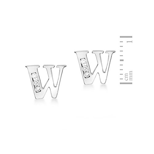 Carissima Gold Pendientes de mujer con oro blanco de 9 K, circonita, Letra W