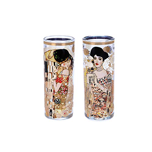 Carmani - Juego de 2 vasos de chupito decorados con Gustav Klimt 'The Kiss - Adele Bloch Bauer I' pintura 60 ml